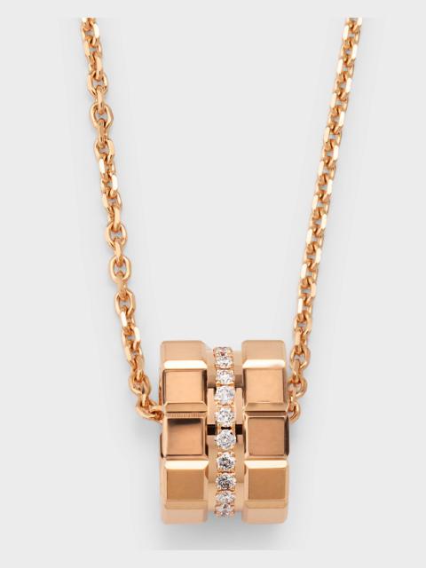 Ice Cube 18K Rose Gold Diamond Pendant Necklace