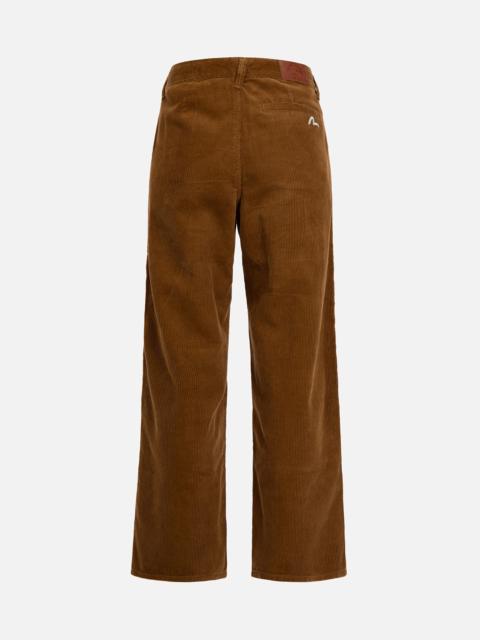 EVISU SEAGULL EMBROIDERY STRAIGHT-FIT CORDUROY TROUSERS