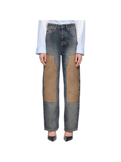 Off-White Navy & Brown Corduroy Patch Balloon Jeans