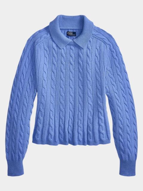 Polo Ralph Lauren Cable Wool-Cashmere Peplum Sweater