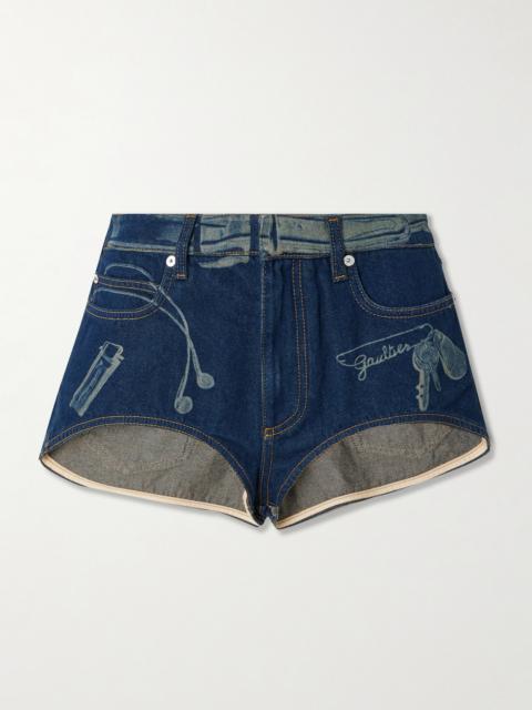 Jean Paul Gaultier Trompe-l'ail Printed Denim Shorts
