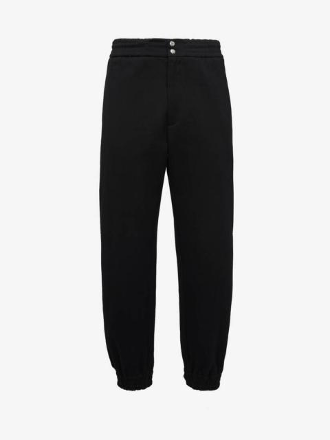 Men's Press Stud Cargo Trousers in Black