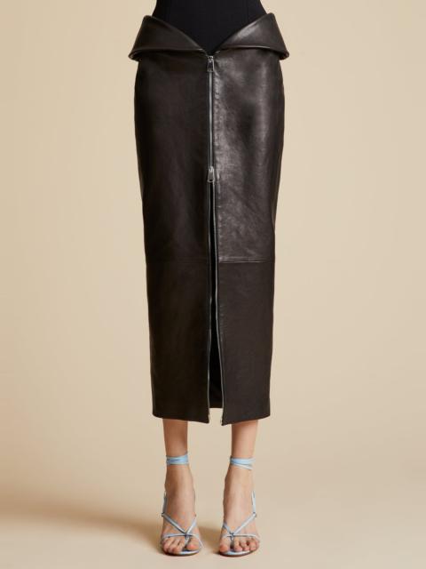 KHAITE The Pepita Skirt in Black Leather