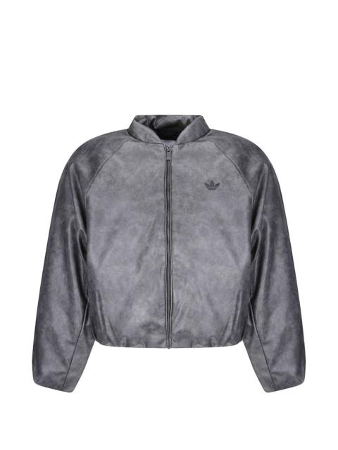 adidas logo-embroidered raglan-sleeve bomber jacket