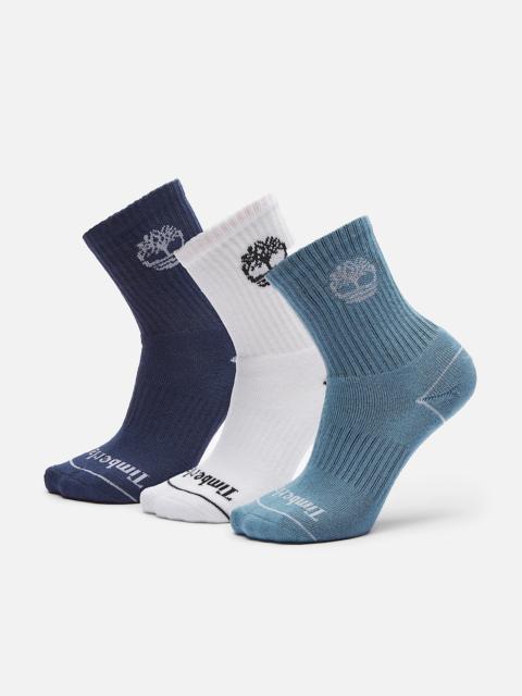 Timberland Kids' Bowden 3-Pack Tree Logo Full-Cushion Crew Sock