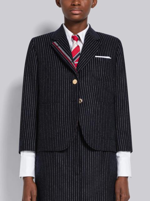 Thom Browne Chalk Stripe Flannel Cropped Sack Sport Coat