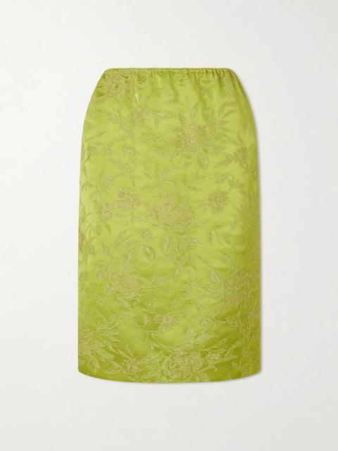 SAINT LAURENT Floral-brocade Midi Skirt