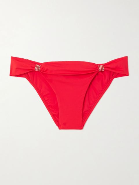 MELISSA ODABASH Grenada embellished bikini briefs Red