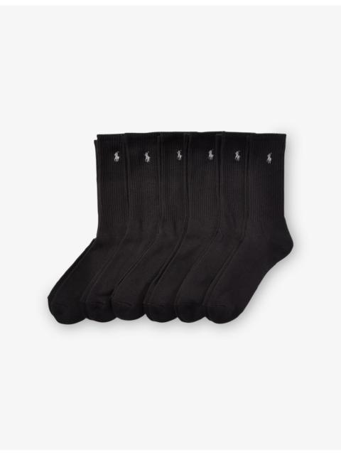 Polo Ralph Lauren Branded Pack of Six Cotton-Blend Socks