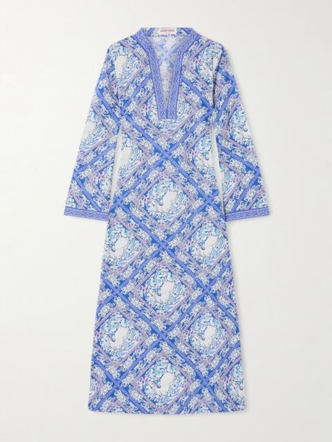 EMPORIO SIRENUSE Giada printed cotton-voile cover-up Blue