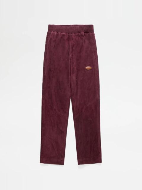 Tod's TRACKSUIT TROUSERS IN SUEDE - BURGUNDY