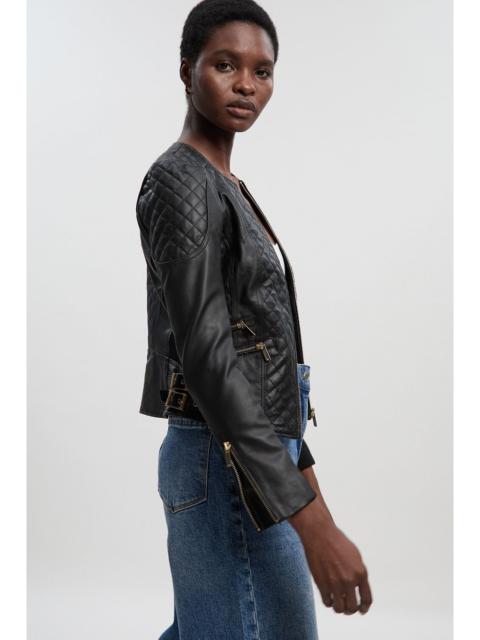 KAREN MILLEN Leather Quilted Biker Jacket