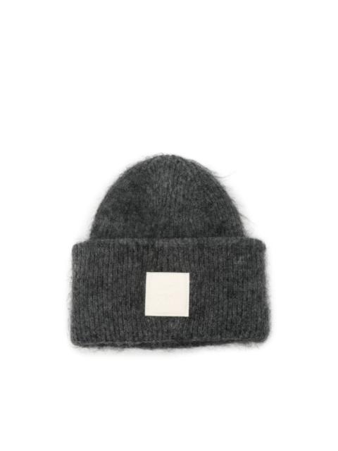 AMI Paris logo-patch mohair-blend beanie hat