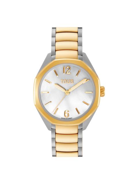 TOUS Analog Watch with Swiss movement, mother-of-pearl face and two-tone steel link bracelet TOUS Now Lad