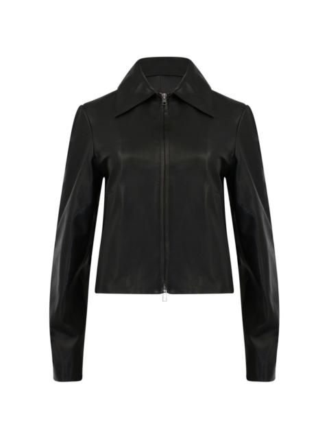 zip-up leather jacket