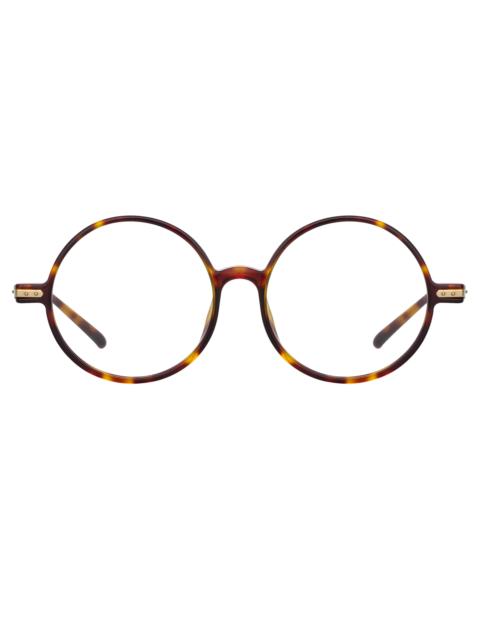 LINDA FARROW SPIRE ROUND OPTICAL FRAME IN TORTOISESHELL