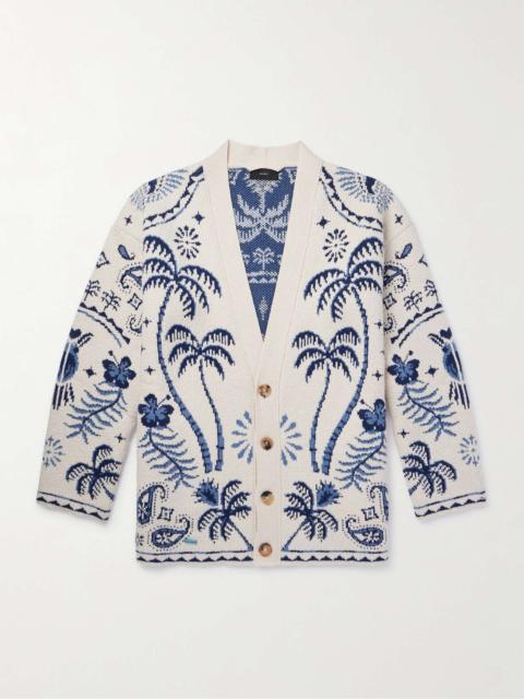 Alanui Jacquard-Knit Cotton and Linen-Blend Cardigan