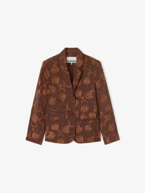 GANNI BLAZER IN BROWN FIL COUPE