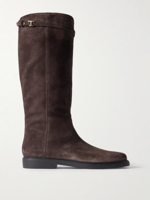 Tod's Embellished Suede Knee Boots