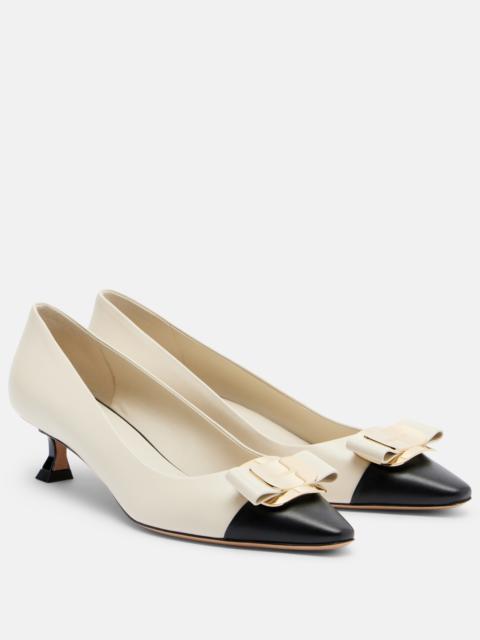 FERRAGAMO Zelma bow-detail leather pumps