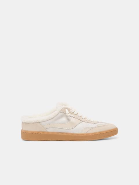 dolce vita NOTICE SLIDE PLUSH SNEAKERS OFF WHITE CRACKLED LEATHER