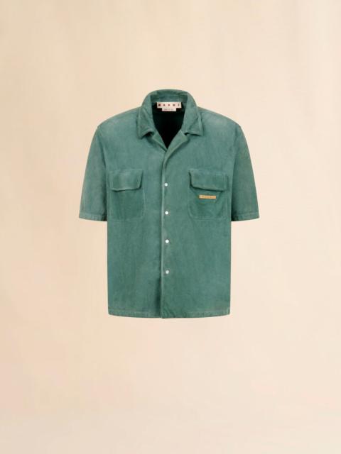 GREEN SUEDE SHIRT WITH POCKETS