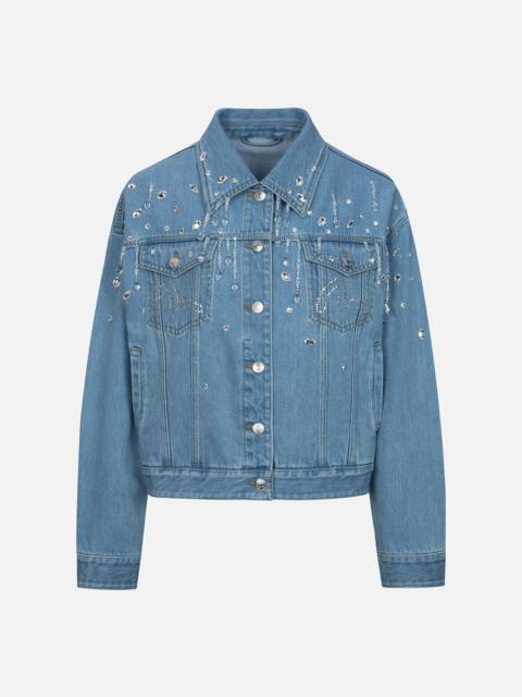 EVISU CRYSTAL EMBELLISHED OVERSIZED DENIM JACKET