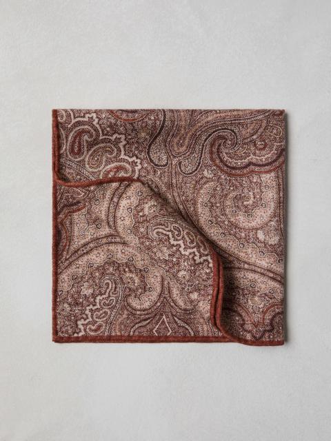 Silk pocket square with paisley design