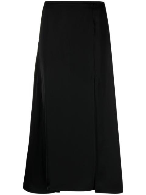 Black Asymmetric Satin Skirt