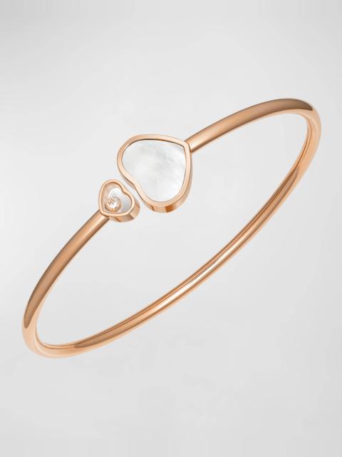 Happy Hearts 18K Rose Gold Mother-of-Pearl Diamond Bracelet, Size Small