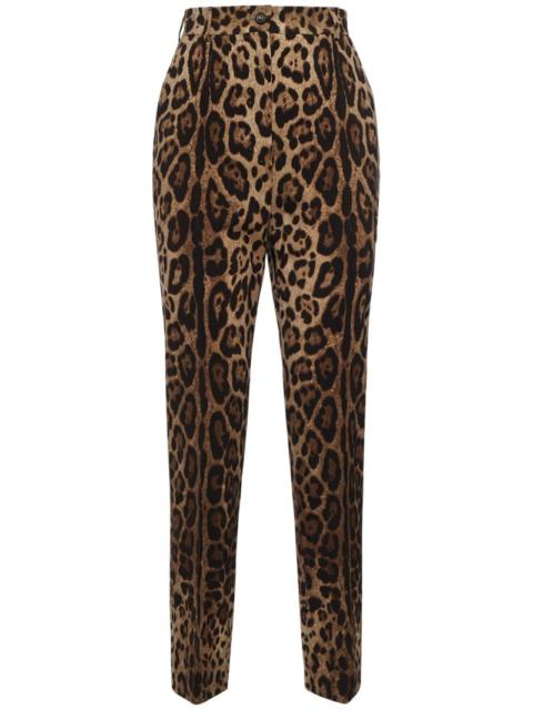 Leopard print high rise straight pants