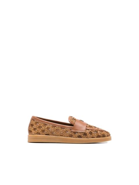 CASADEI woven logo-plaque loafers