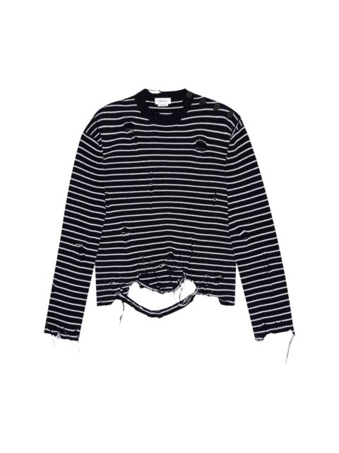 Alexander McQueen distressed-effect striped sweatshirt