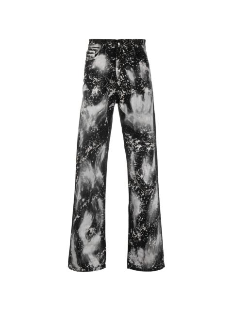 paint splatter-print straight-leg jeans
