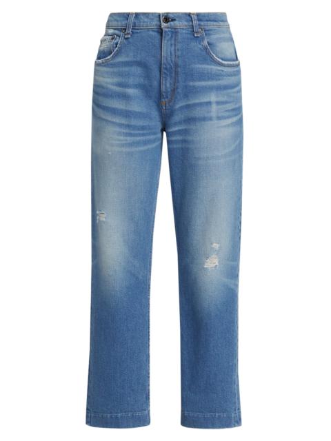 ASKK NY Women's Beau High-Rise Distressed Straight-Leg Jeans - Cactus