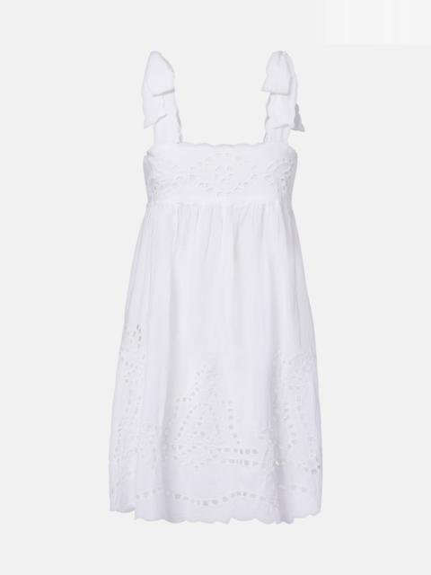 juliet dunn Broderie anglaise scalloped cotton minidress
