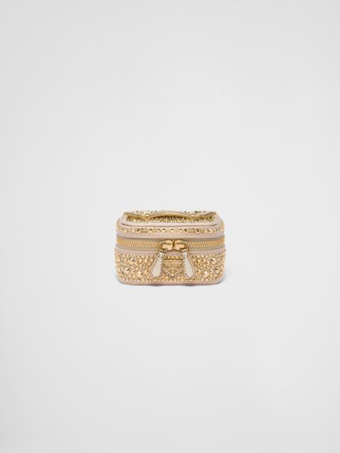 Prada Satin jewelry beauty case with crystals