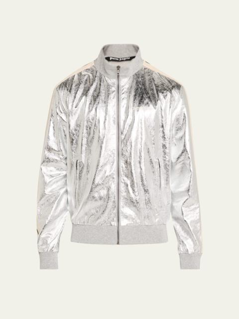 Men's Metallic Leather Track Jacket