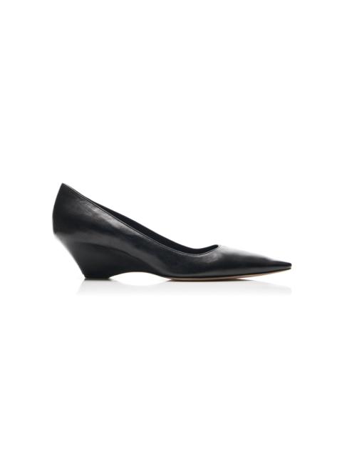 The Row Liisa Leather Wedge Pumps black