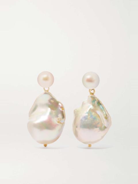 Duality 14-karat gold pearl earrings