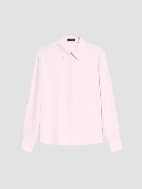 Theory Women's Classic Fitted Silk Shirt - Rose Mauve
