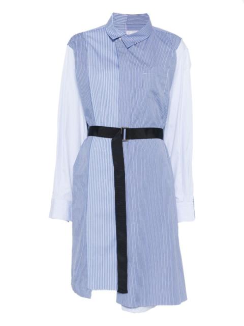 sacai striped belted shirt dress
