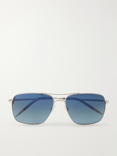 Oliver Peoples Clifton 58 Aviator-Style Silver-Tone Sunglasses