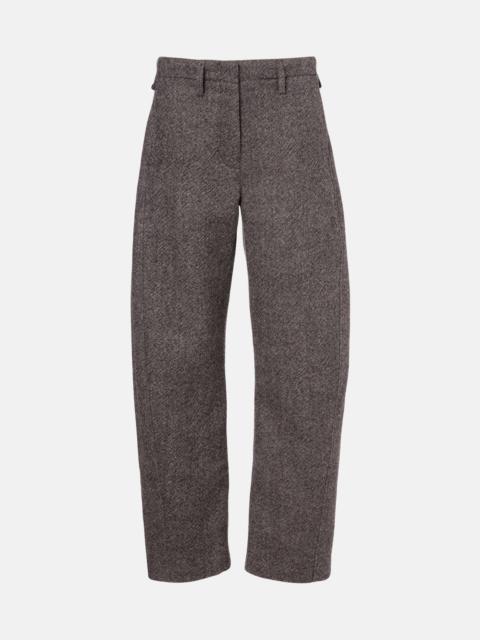 MAGDA BUTRYM Low-rise herringbone wool-blend barrel-leg pants