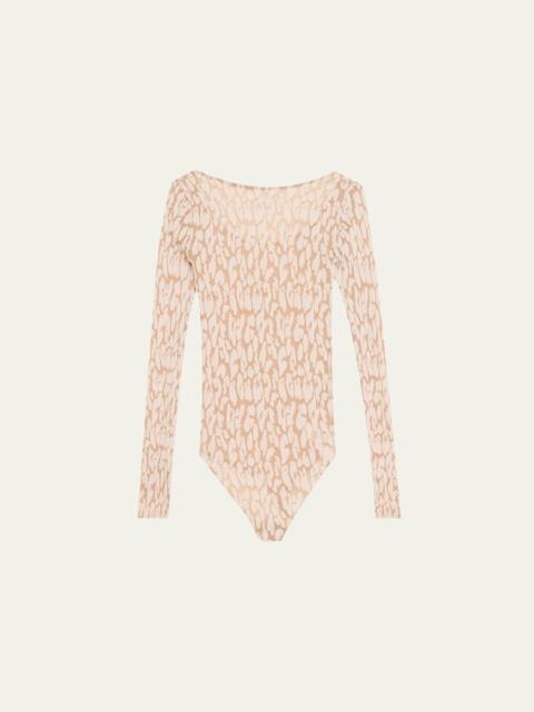 Wolford Long-Sleeve Leopard Bodysuit