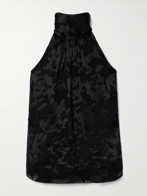 ADAM LIPPES Giulia Devoré-satin Halterneck Top