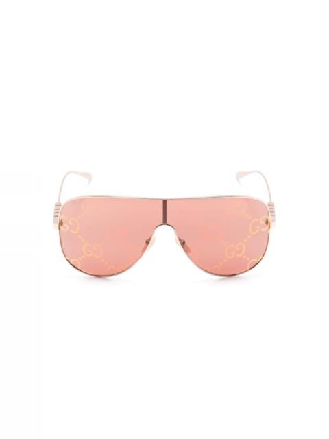 GUCCI logo-lettering mask-frame sunglasses