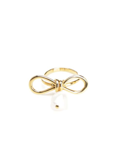 Marni bow pearl-drop ring