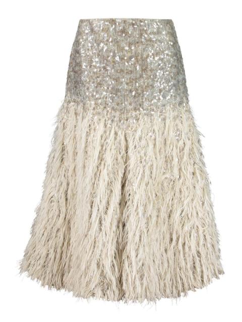 Brunello Cucinelli Degrade Embellished Fit Flare Midi Skirt