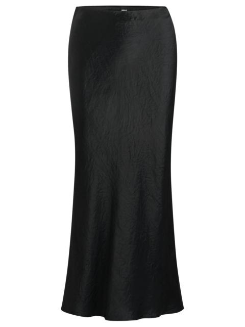 BOSS MIDI-LENGTH SKIRT IN CRINKLED SATIN-TOUCH FABRIC